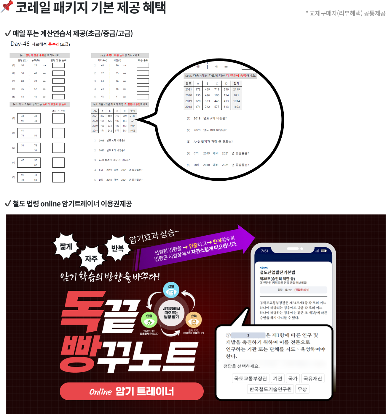 📌 코레일 패키지 기본 제공 혜택